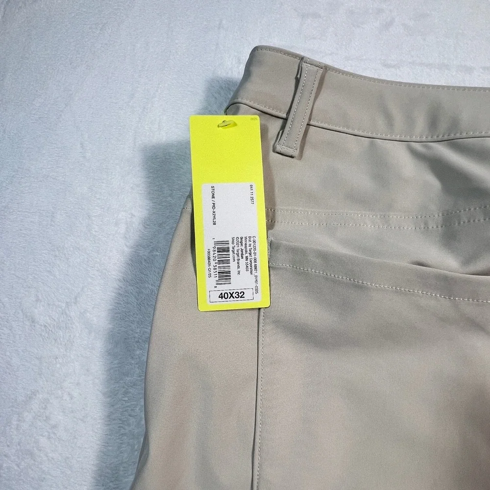 All in Motion Mens Golf Pants Stone Beige Stretch 5-Pocket 40x32 NEW